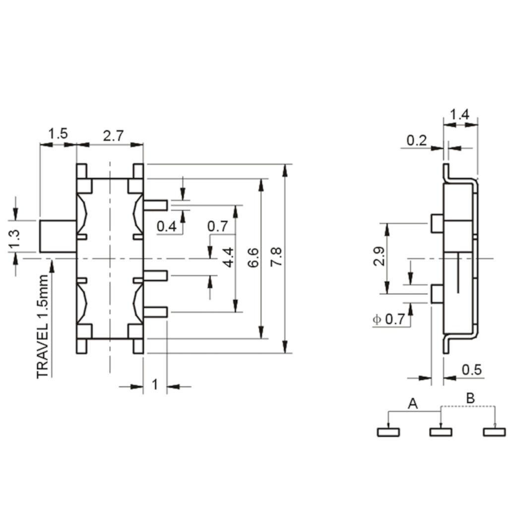 Switch Mini 7 Pin 2 Slide Positions