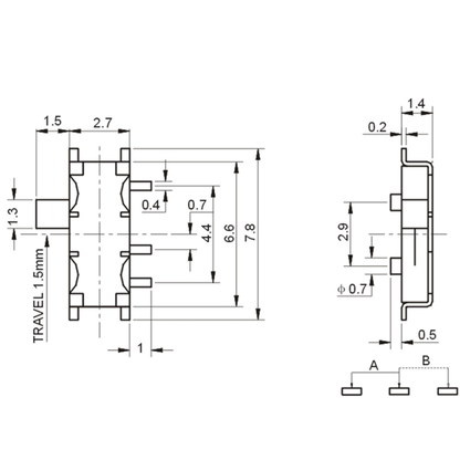 Switch Mini 7 Pin 2 Slide Positions